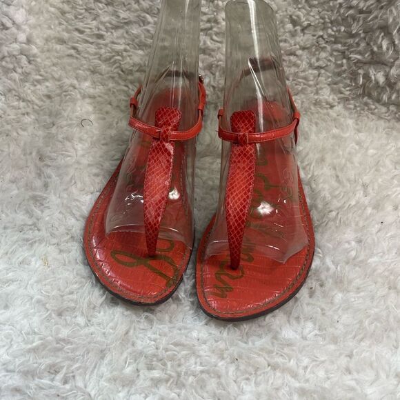 Sam Edelman Gigi snake skin print faux leather T strap thong sandals size 10 - Picture 2 of 8